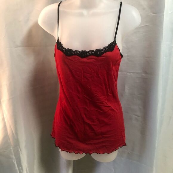 maidenform sheer mesh chemise red trimmed in black. size large EUC - Picture 1 of 4